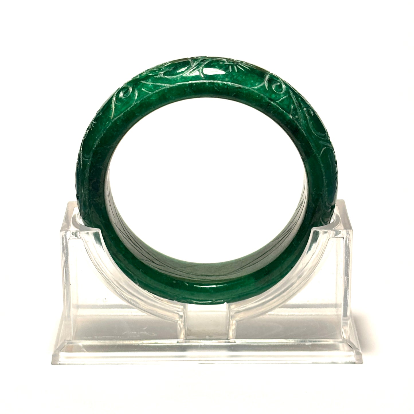 Hand-Carved Green Jade Bangle