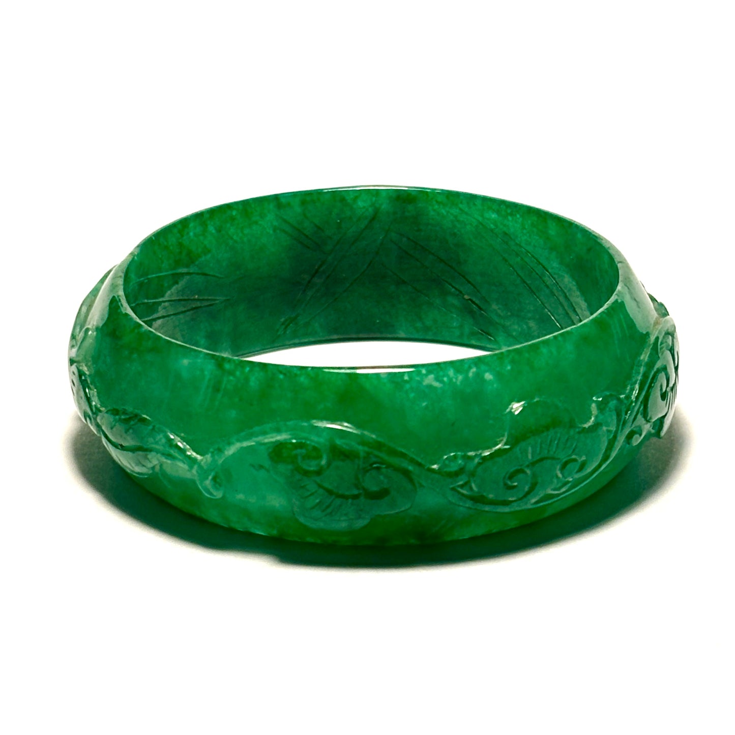 Hand-Carved Green Jade Bangle