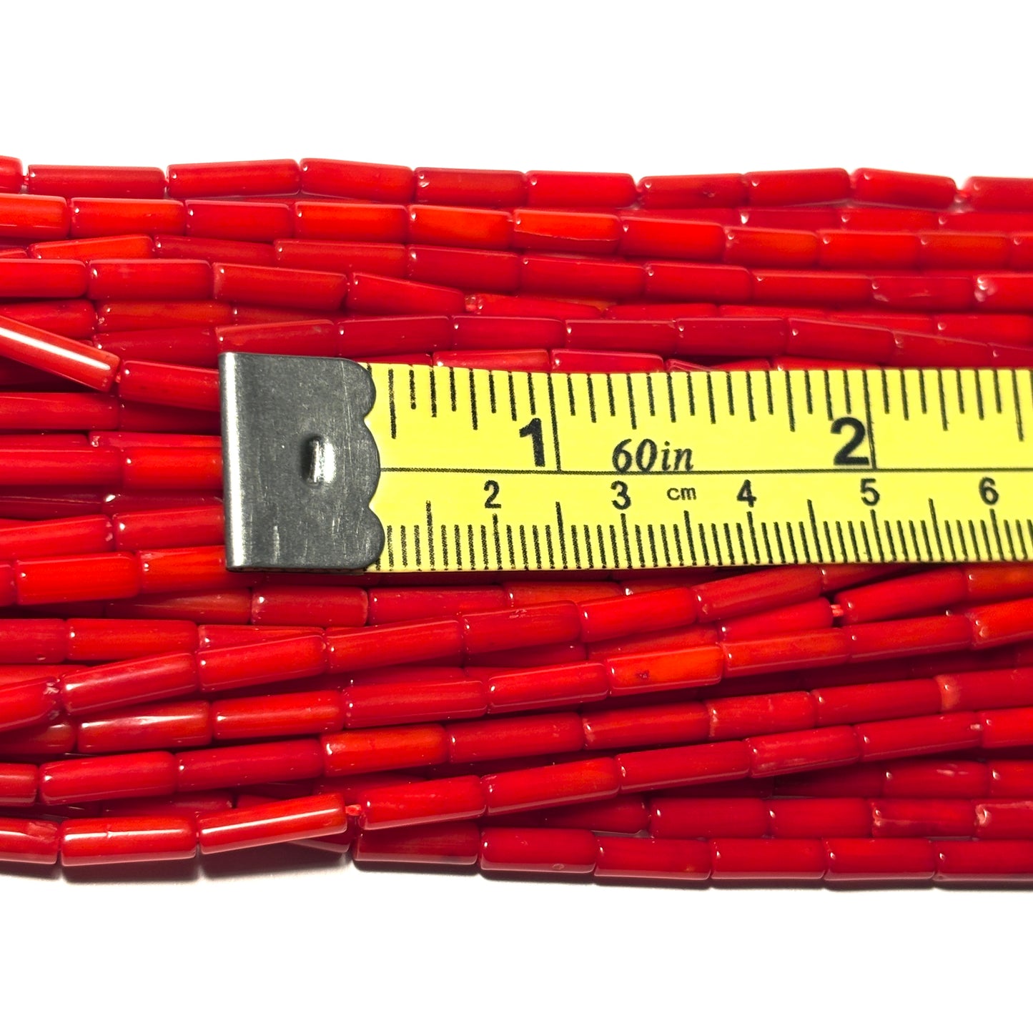 Red Coral Column Beads 9mm 16in