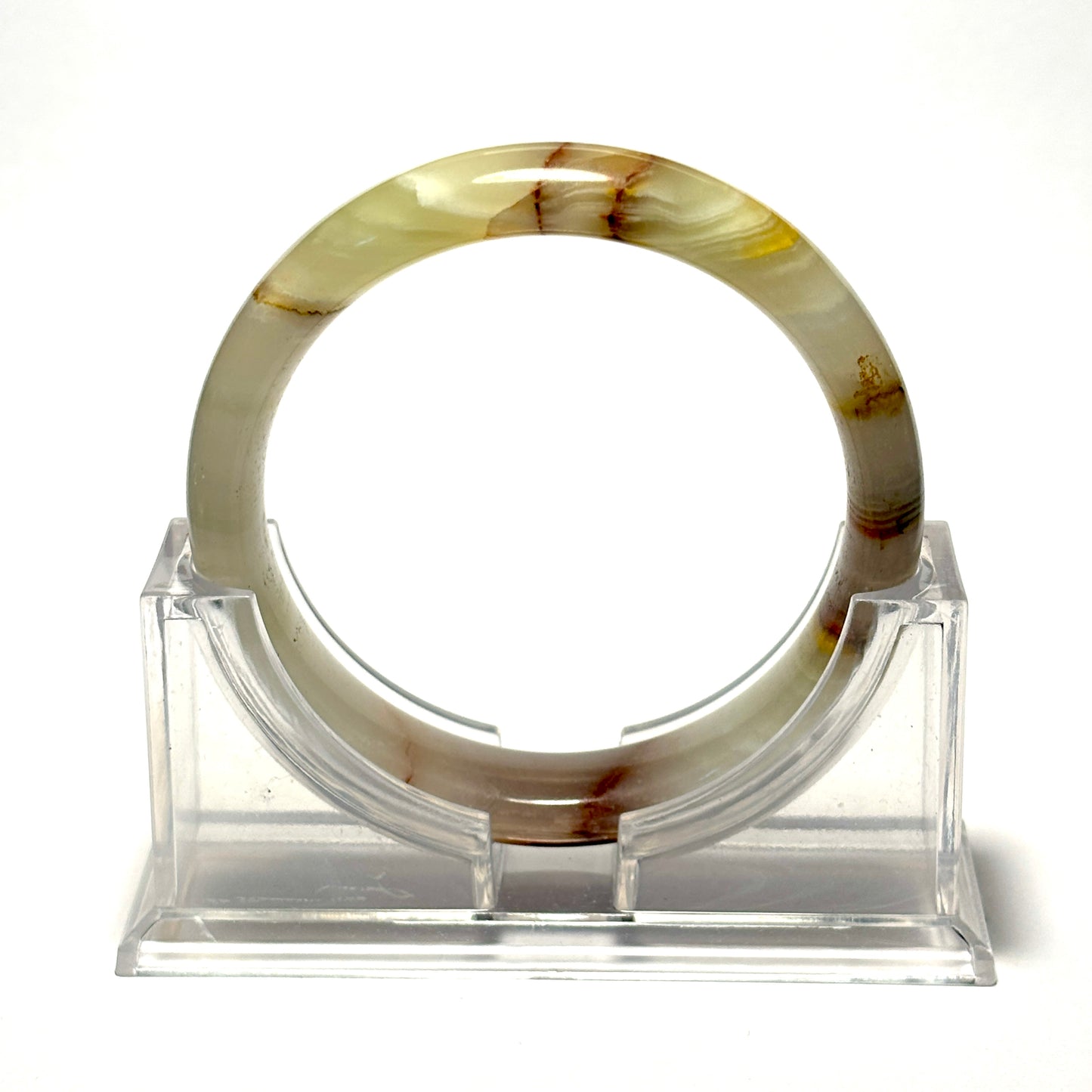 White Onyx Flat Bangle Bracelet