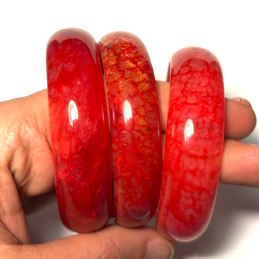 Chicken Blood Jade Bangle Bracelet - 60 mm