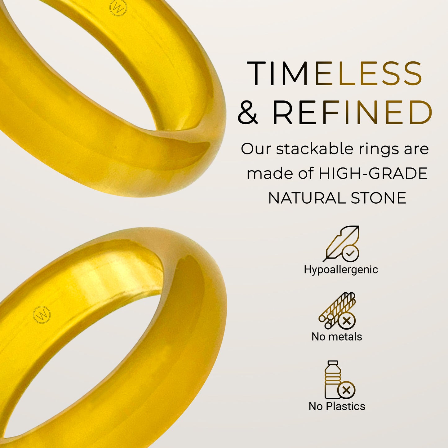 Yellow Agate Ring Solar Plexus Chakra Stone hypoallergenic for sensitive skin