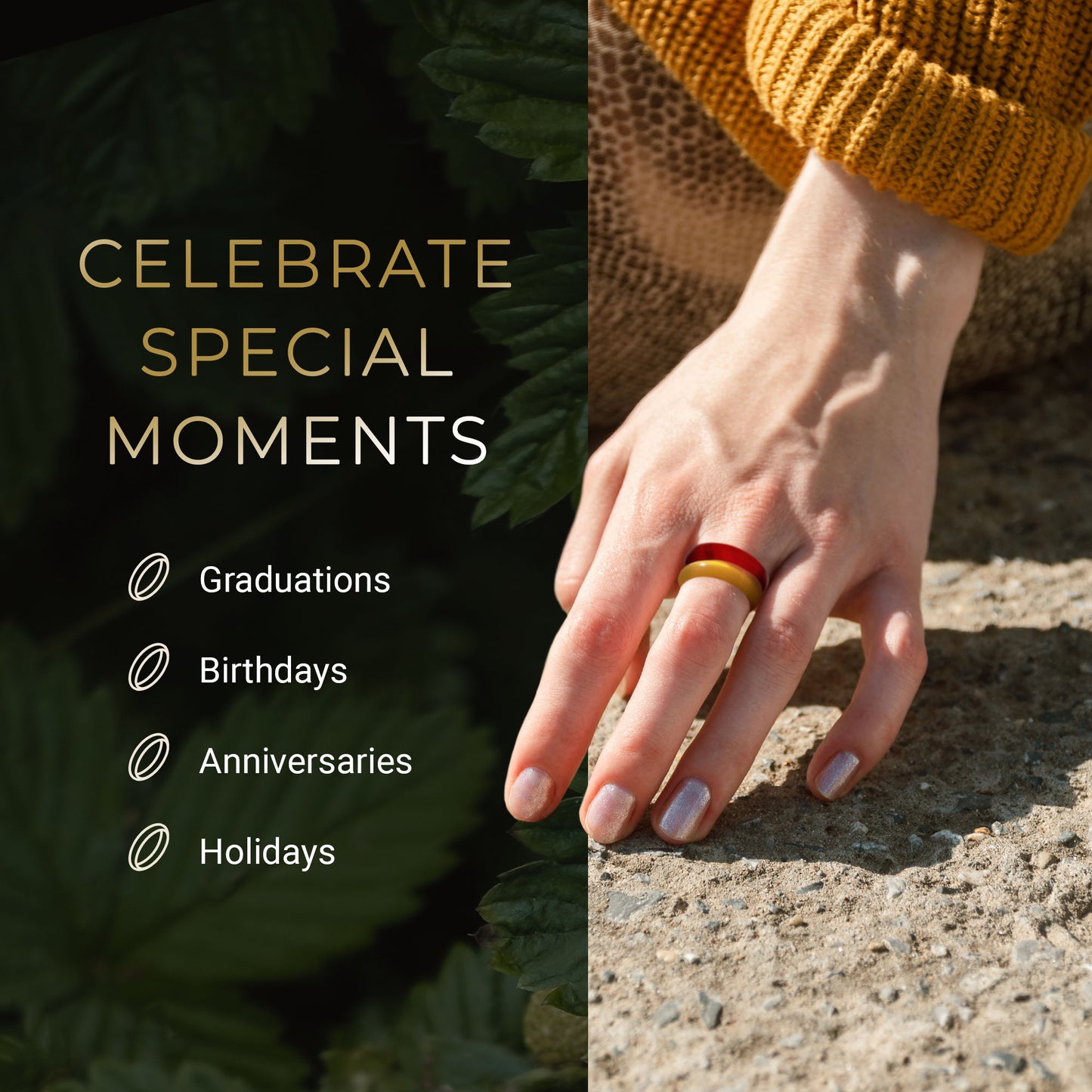 whitestone jewelry co yellow and carnelian stone rings on a hand