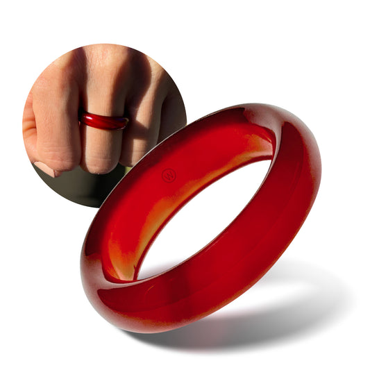 Red Carnelian Stone Ring Root Chakra worn on hand