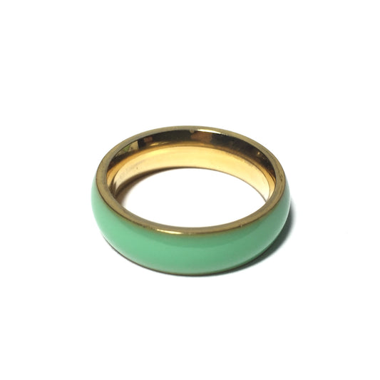 Seafoam Surf Green Ring - Gold Plated Band