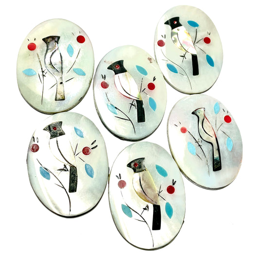 1970s vintage bird cabochons