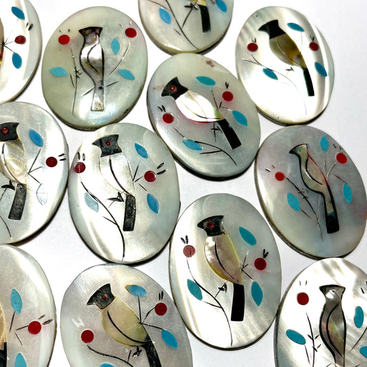 1970s vintage bird cabochons