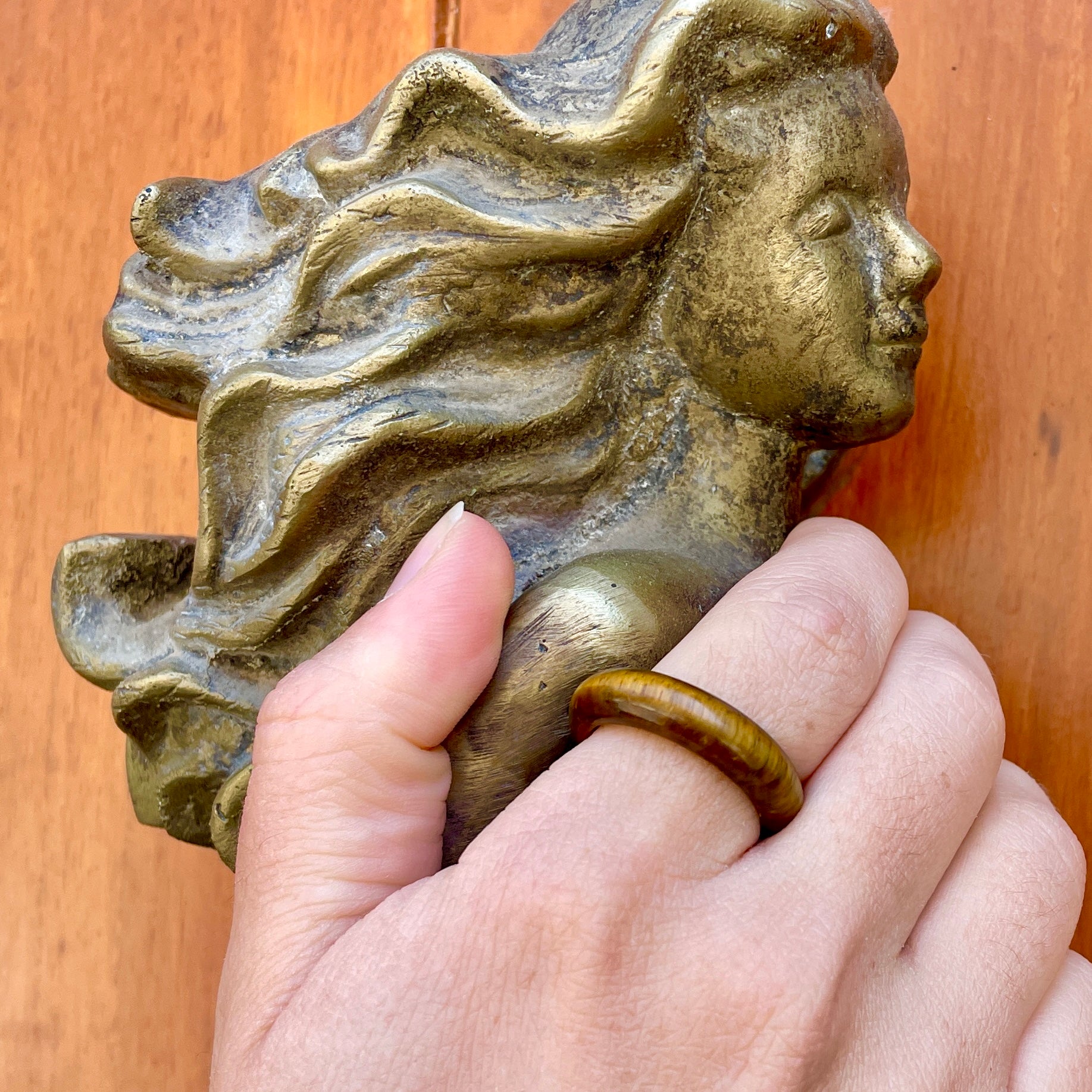 toltec tiger's eye stone ring by whitestone jewelry co.
