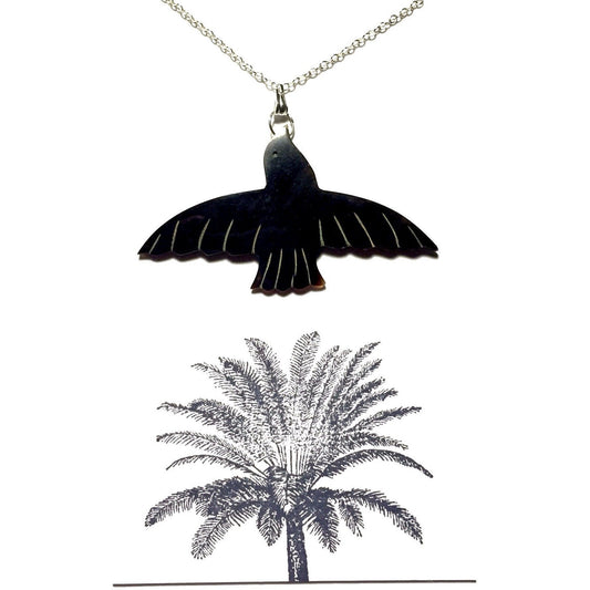 Buffalo Horn Black Bird Pendant Necklace-On Card-Whitestone Jewelry Co.