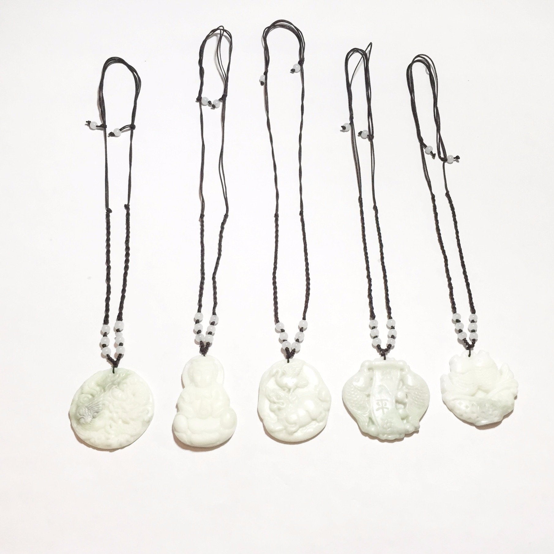 Crane & Lion White Jade Necklace-Whitestone Jewelry Co.