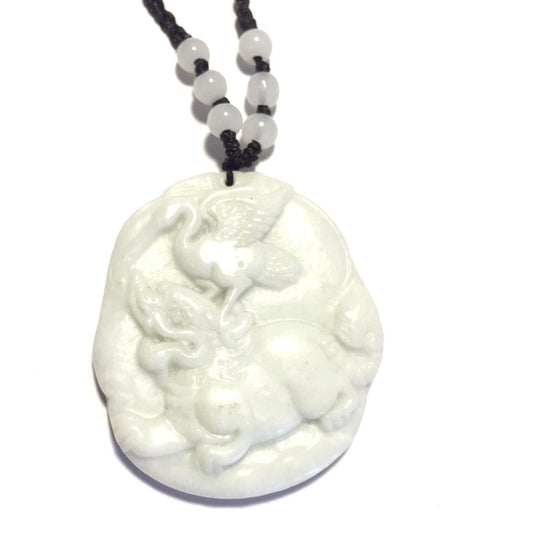 Crane & Lion White Jade Necklace-Whitestone Jewelry Co.