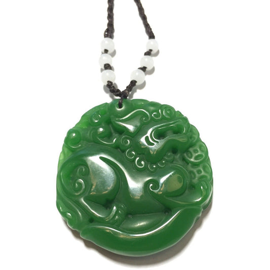 Green Jade Lion Necklace-Whitestone Jewelry Co.