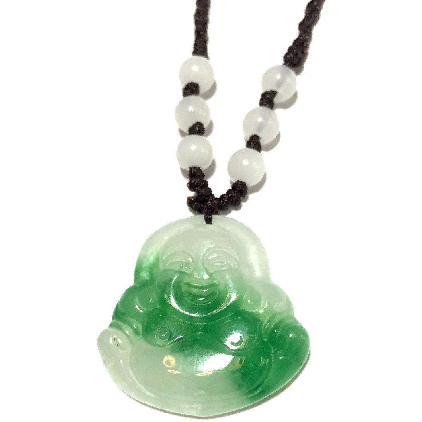 Green & White Jade Buddha Necklace-Whitestone Jewelry Co.