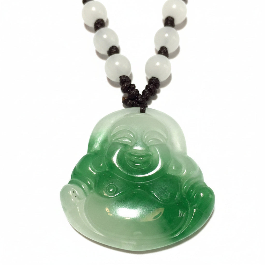 Green & White Jade Buddha Necklace-Whitestone Jewelry Co.