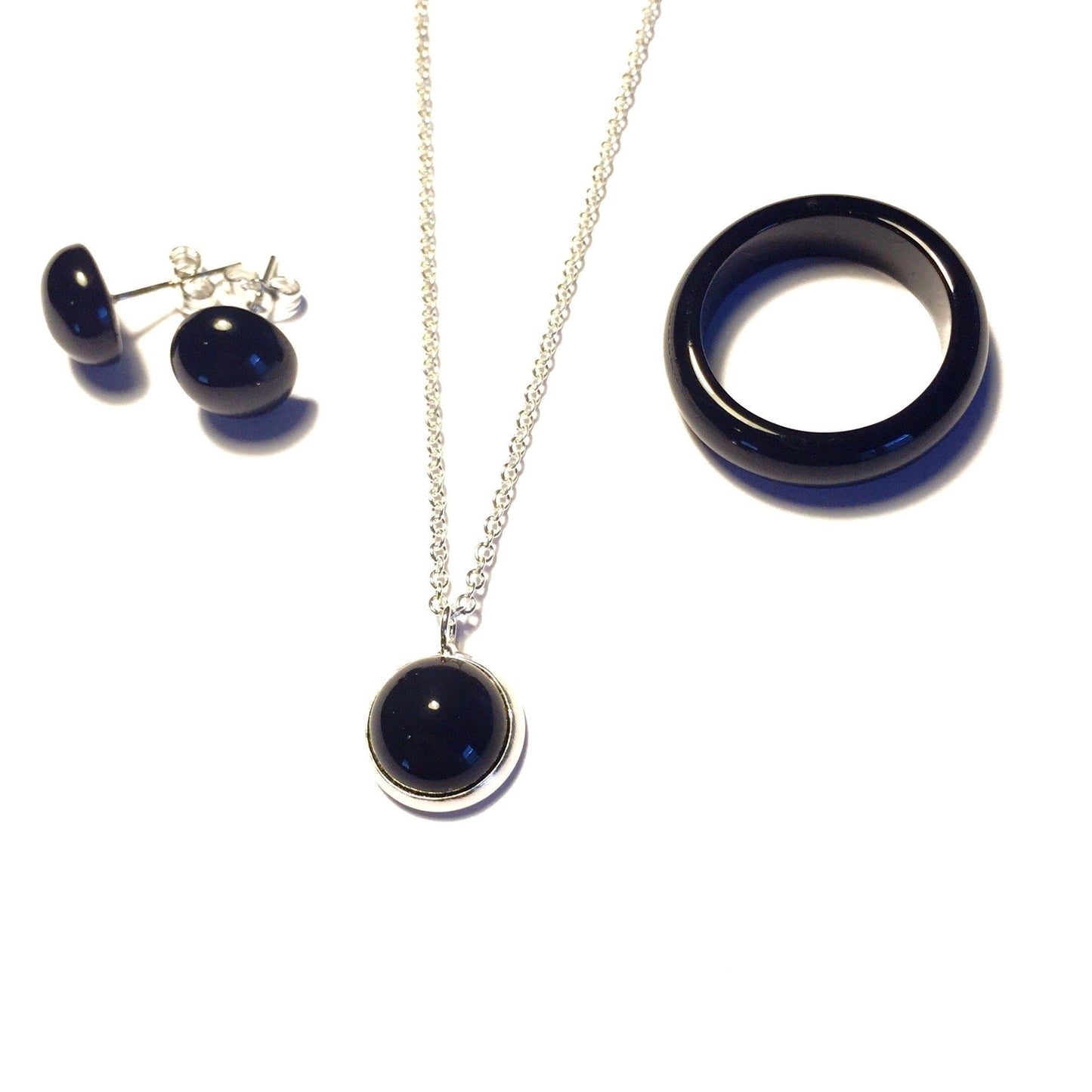 Hazelnut Coffee Onyx Stone Ring, Necklace, and Earring Set-Whitestone Jewelry Co.