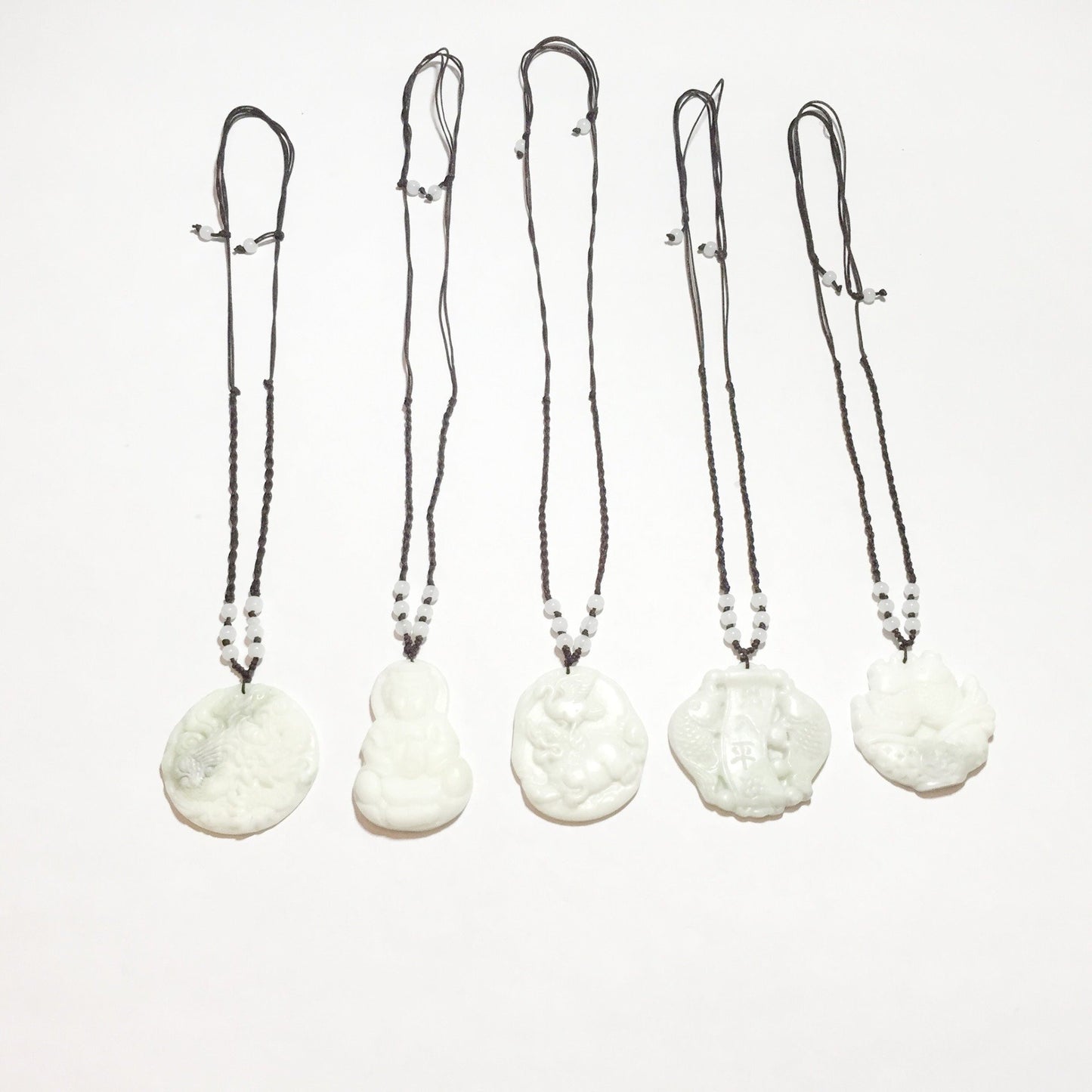 White Jade Dragon & Koi Fish Necklace-Whitestone Jewelry Co.