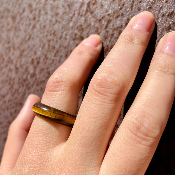 Embrace the Roar of Nature: Toltec Tiger Eye Band Ring