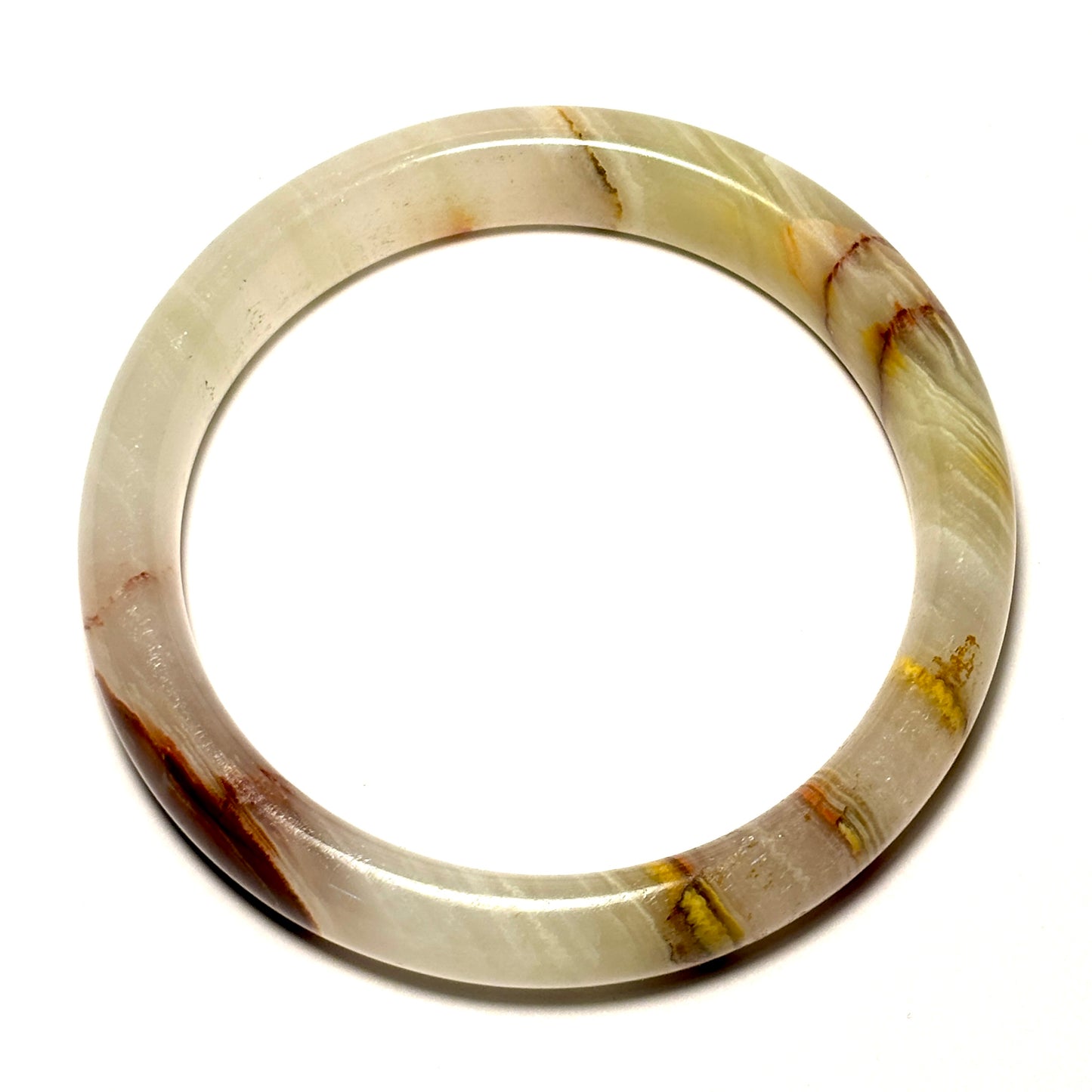 White Onyx Flat Bangle Bracelet