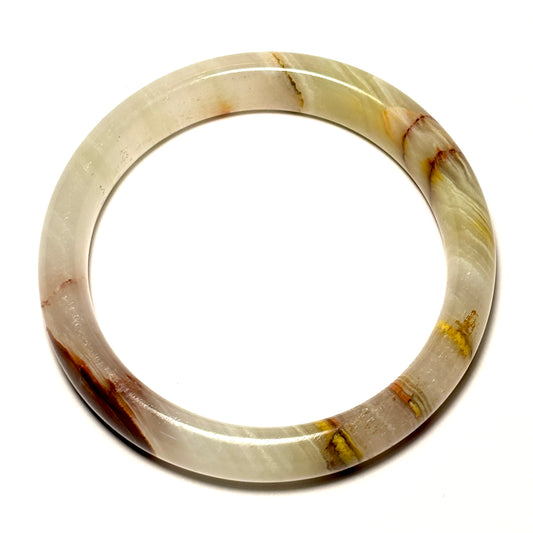 White Onyx Flat Bangle Bracelet