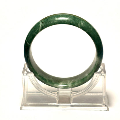 Green and White Agate Stone Bangle Bracelet