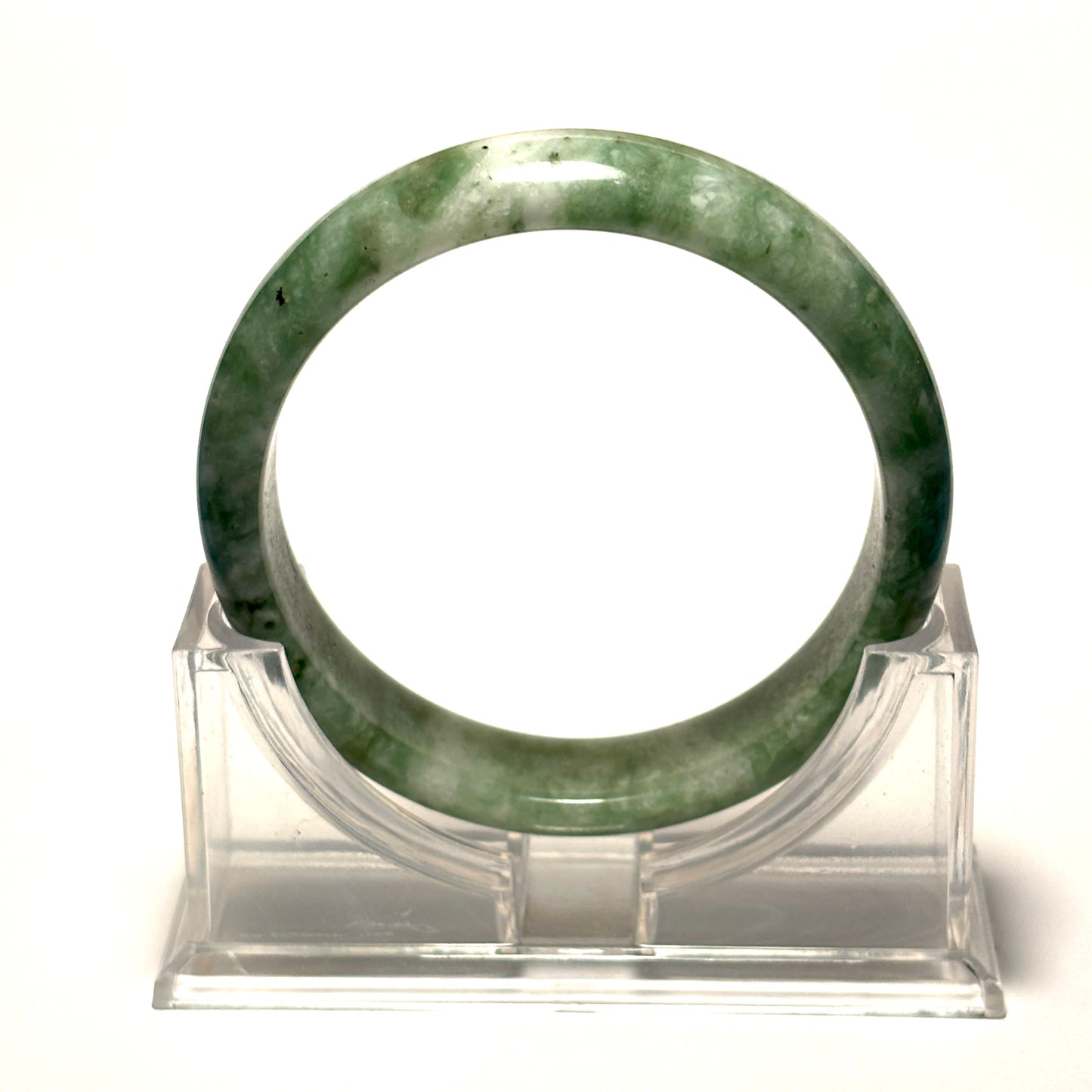 Green and White Stone Bangle Bracelet
