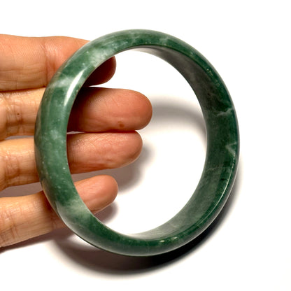 Green and White Agate Stone Bangle Bracelet