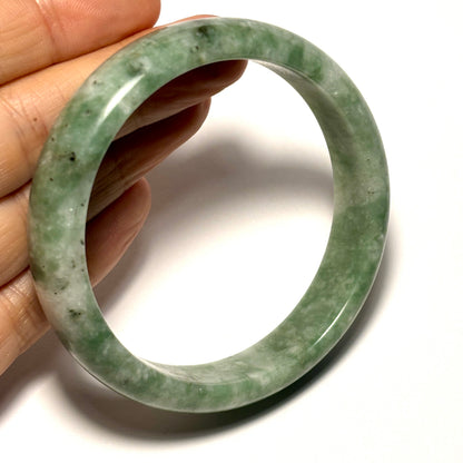 Green and White Agate Stone Bangle Bracelet