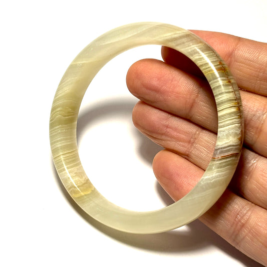 White Onyx Flat Bangle Bracelet