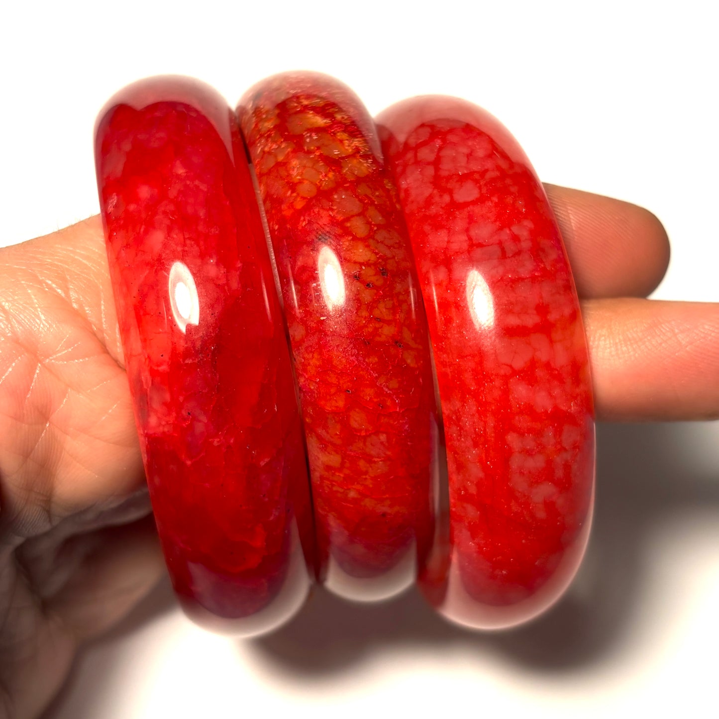 Chicken Blood Jade Bangle Bracelet - 60 mm