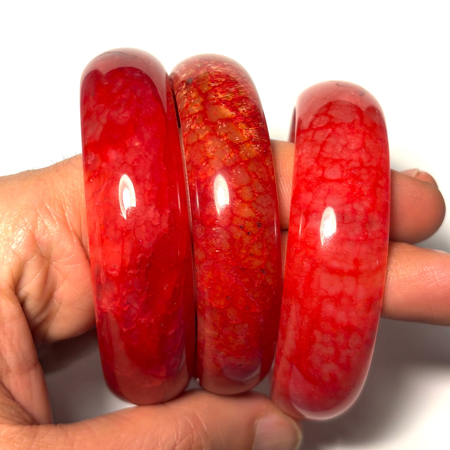 Chicken Blood Jade Bangle Bracelet - 60 mm