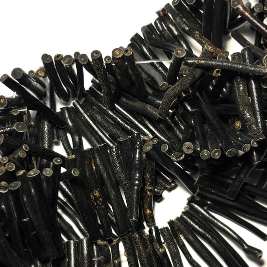 Vintage 1970s Black Coral Branch Bead Strand 16in