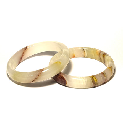 White Onyx Flat Bangle Bracelet