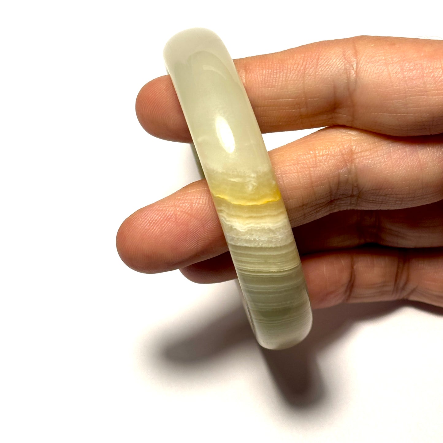 White Onyx Flat Bangle Bracelet