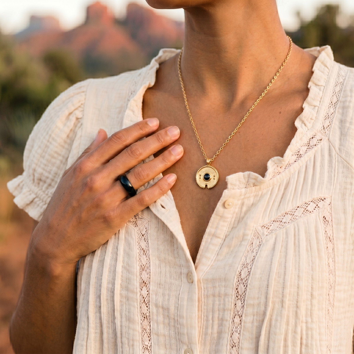 Black Onyx Stone Ring - Elysian - Angeleno Collection
