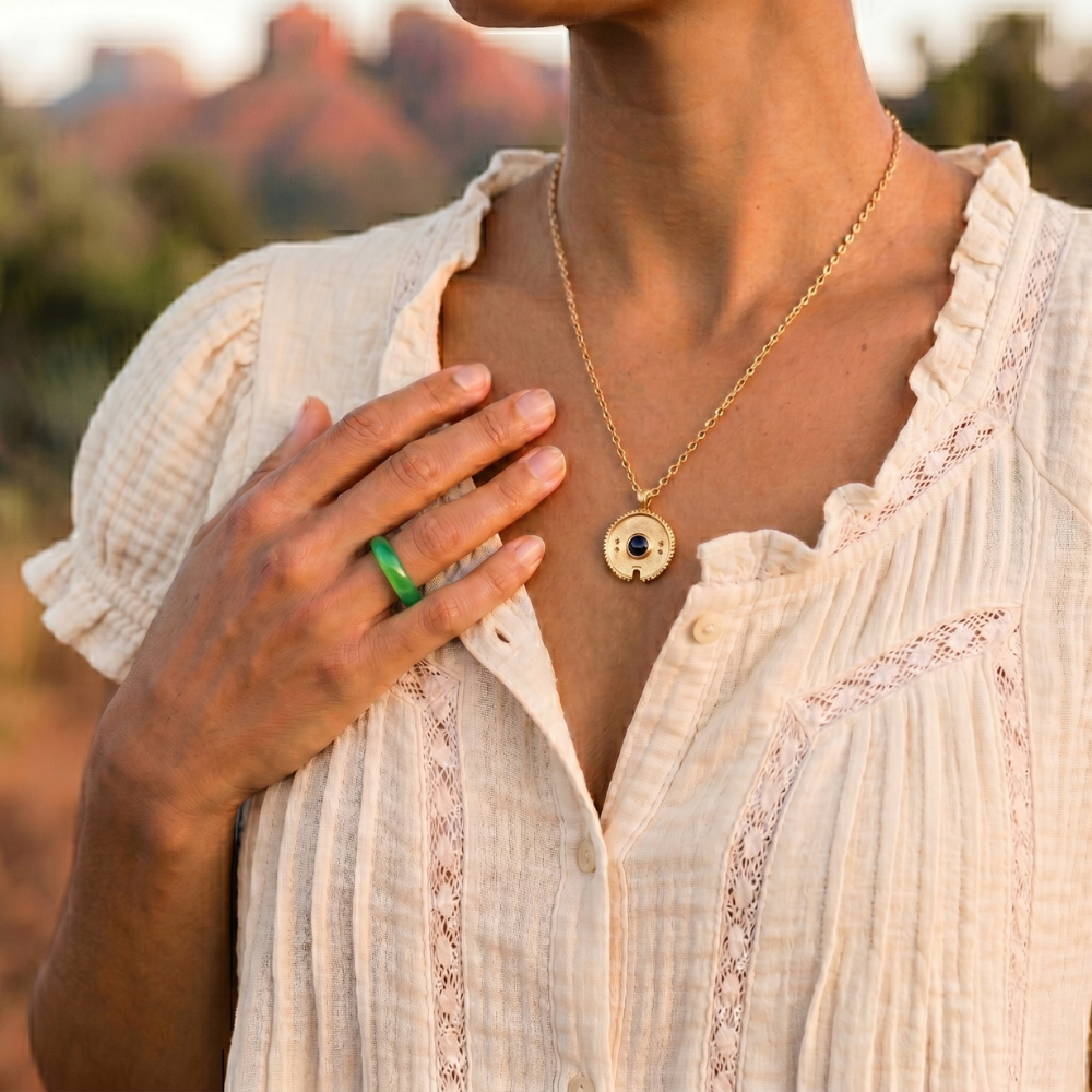 Green Agate Stone Ring - Griffith - Angeleno Collection