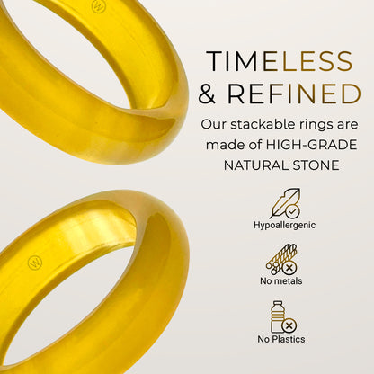Yellow Agate Ring Solar Plexus Chakra Stone hypoallergenic for sensitive skin