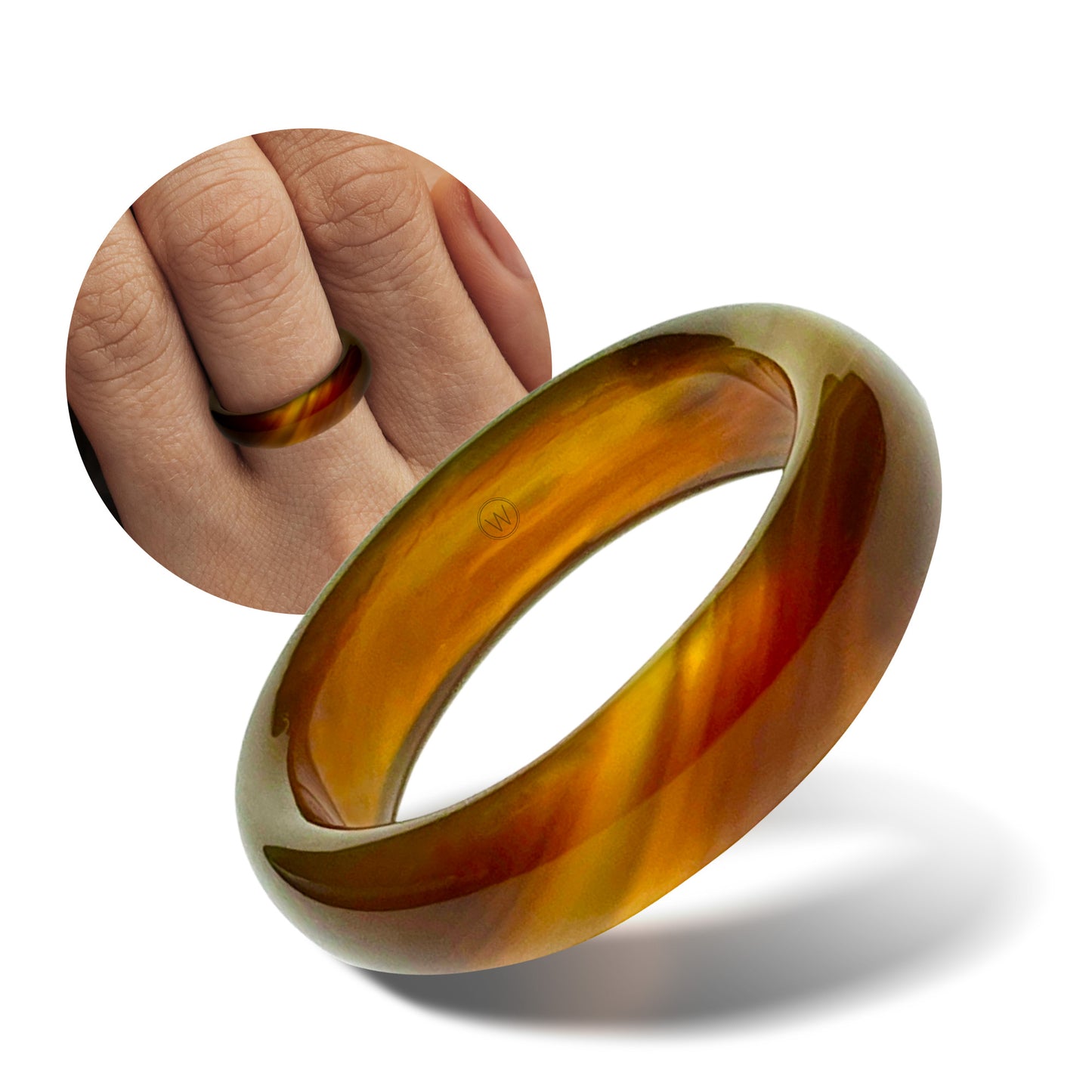 Toluca - Tortoise Shell Agate Ring - Natural Stone Band - Stone Collection