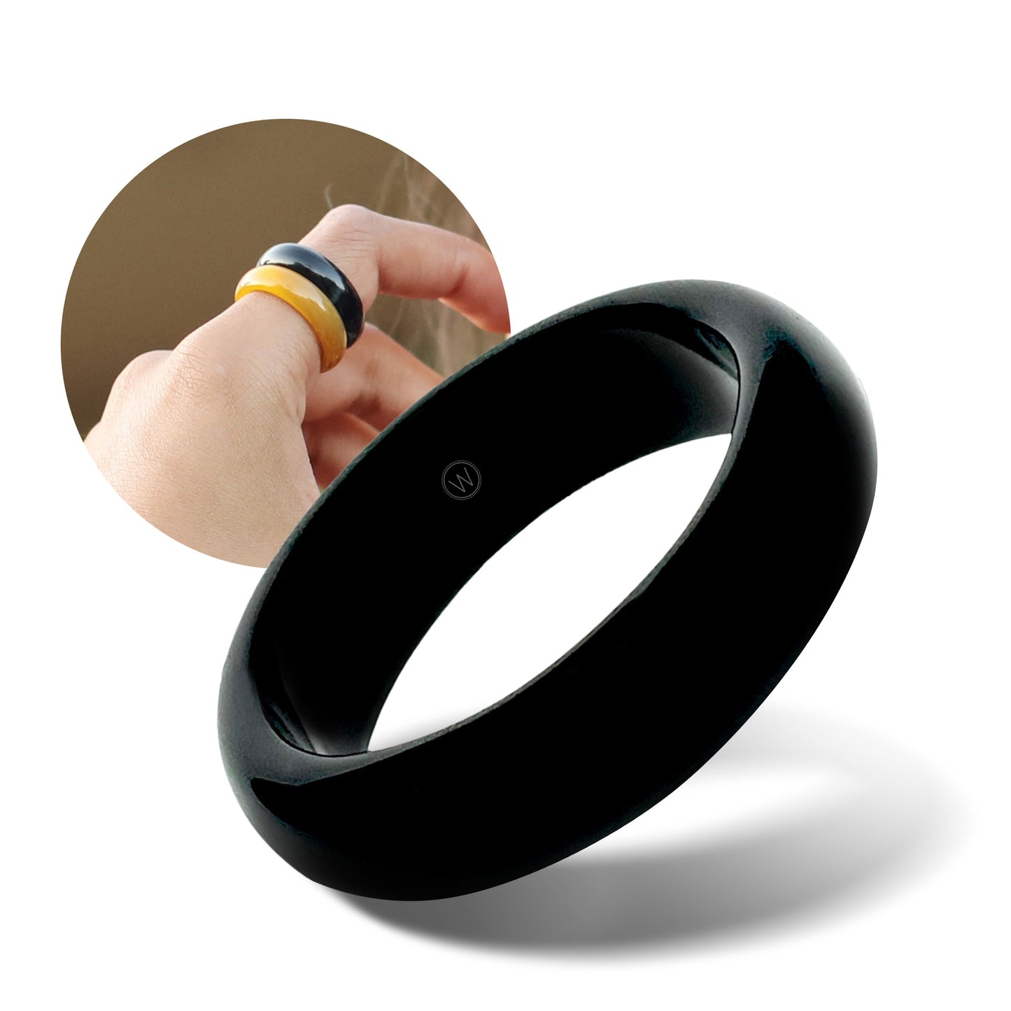 Elysian - Black Onyx Ring - Natural Stone Band - Stone Collection