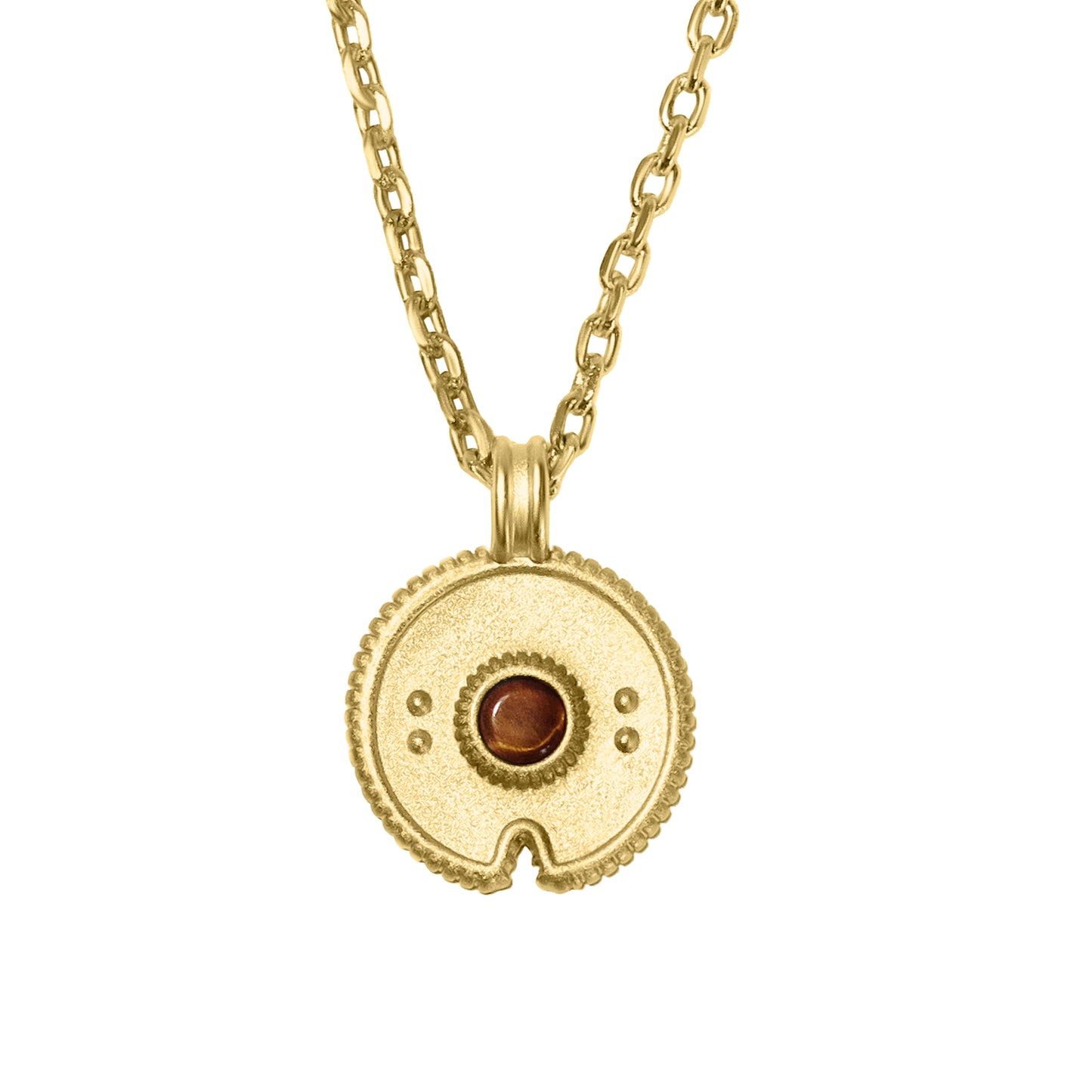 Nura Pendant Necklace, Satin 18K Gold, 18-20" Chain, Natural Gemstone, Designed in Italy