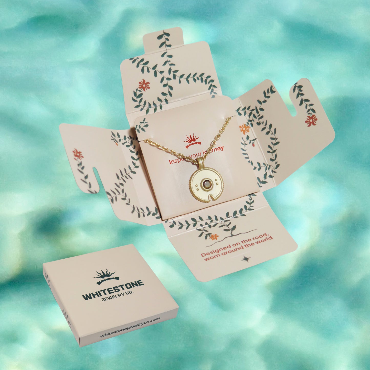 Nura Pendant Necklace, Satin 18K Gold, 18-20" Chain, Natural Gemstone, Designed in Italy