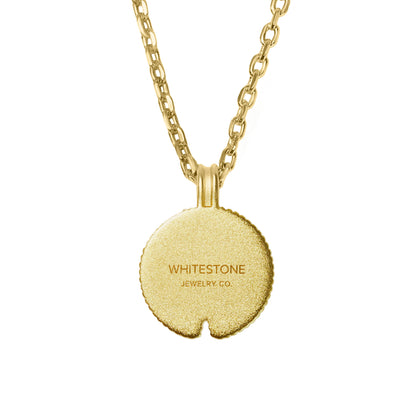 Nura Pendant Necklace, Satin 18K Gold and Stone