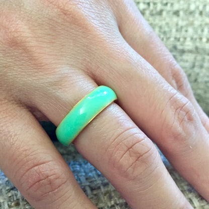 Seafoam Surf Green Ring - 18K Gold Plated Band