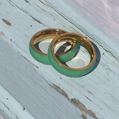 Seafoam Surf Green Ring - 18K Gold Plated Band