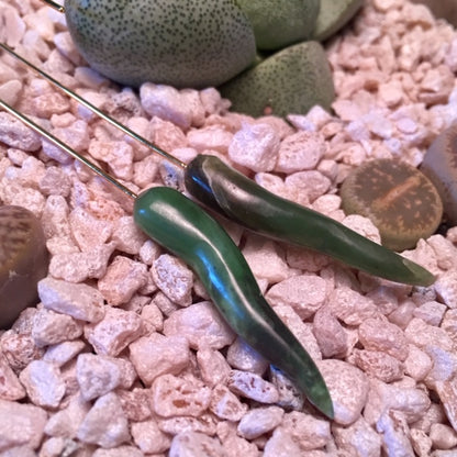 Vintage Jade and 18K Gold Italian Horn Earrings