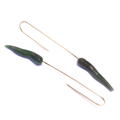 Vintage Jade and 18K Gold Italian Horn Earrings