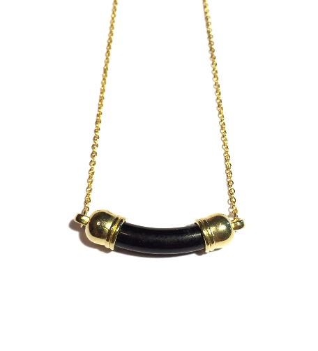 Black Onyx Rounded Bar Necklace-Close Up-Whitestone Jewelry Co.