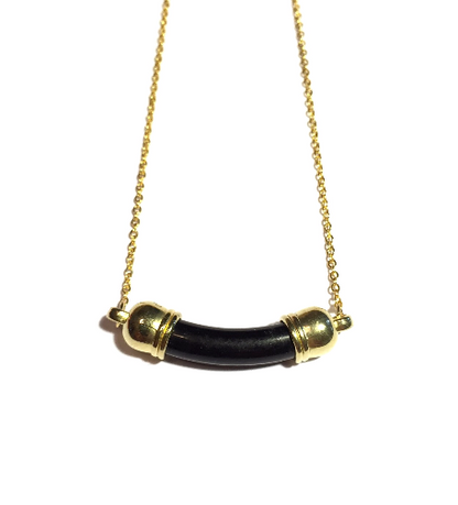 Black Onyx Rounded Bar Necklace-Close Up-Whitestone Jewelry Co.