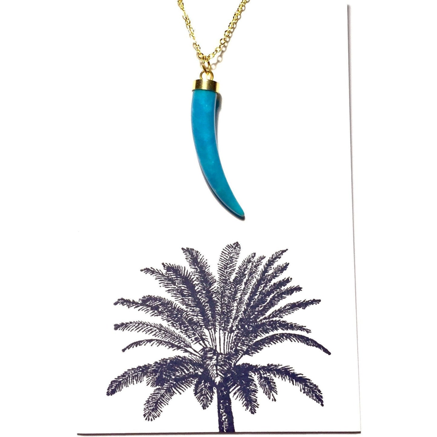 Blue Stone Tusk Necklace-On Card-Whitestone Jewelry Co.