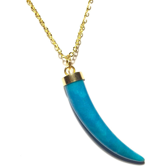 Blue Stone Tusk Necklace-Close Up-Whitestone Jewelry Co.