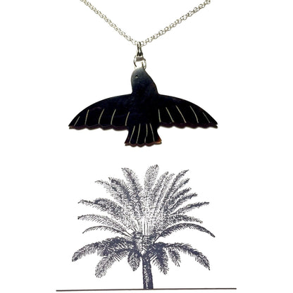 Buffalo Horn Black Bird Pendant Necklace-On Card-Whitestone Jewelry Co.